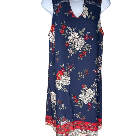 Miami Blue and White V-Neck Sleeveless Mini Sundress - Picture 1 of 8